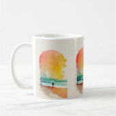 歩くのウェーブズ抽象芸術ビーチ コーヒーマグカップ (左)