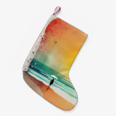 歩くのウェーブズ抽象芸術ビーチ スモールクリスマスストッキング (正面 (吊り時))