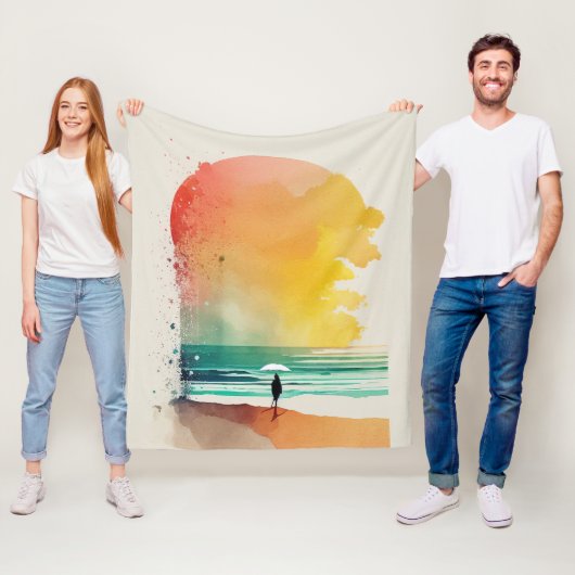 歩くのウェーブズ抽象芸術ビーチ フリースブランケット (インサイチュ)