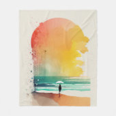 歩くのウェーブズ抽象芸術ビーチ フリースブランケット (正面)