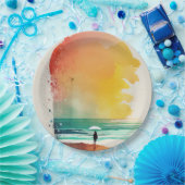 歩くのウェーブズ抽象芸術ビーチ ペーパープレート (パーティー)