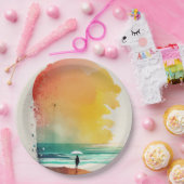 歩くのウェーブズ抽象芸術ビーチ ペーパープレート (パーティー)