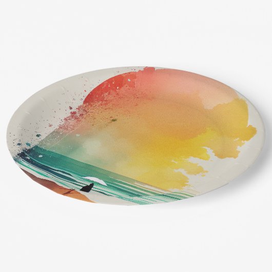 歩くのウェーブズ抽象芸術ビーチ ペーパープレート (アングル)