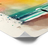 歩くのウェーブズ抽象芸術ビーチ ポスター (角)