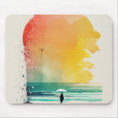 歩くのウェーブズ抽象芸術ビーチ マウスパッド (正面)