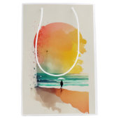 歩くのウェーブズ抽象芸術ビーチ ミディアムペーパーバッグ (正面)