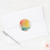 歩くのウェーブズ抽象芸術ビーチ ラウンドシール (封筒)