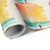 歩くのウェーブズ抽象芸術ビーチ ラッピングペーパー (ロールコーナー)