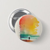 歩くのウェーブズ抽象芸術ビーチ 缶バッジ (正面&裏面)