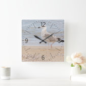 歩くのカモメ スクエア壁時計 (ホーム)