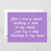 歩くは頭の中で私の靴の日に1マイル笑う ポストカード (正面/裏面)