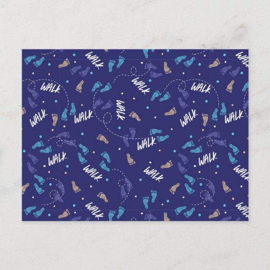 歩くを一緒に:アドベンチャーフットプリントのシルエット ポストカード (正面)