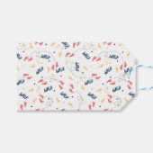 歩くを一緒に：アドベンチャーフットプリントのパターン ギフトタグ (正面(横))