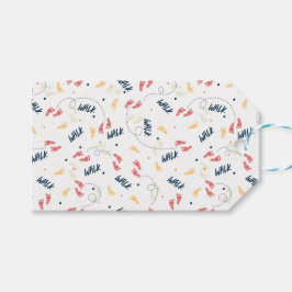 歩くを一緒に：アドベンチャーフットプリントのパターン ギフトタグ