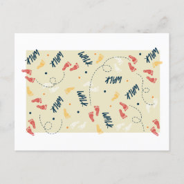 歩くを一緒に：アドベンチャーフットプリントのパターン ポストカード