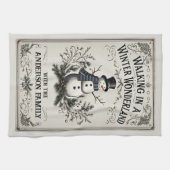 歩くインウィンターワンダーランド雪だるま キッチンタオル (横)