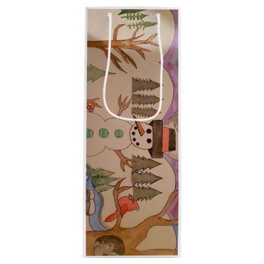 歩くインザウィンターワンダーランドワイン抱き枕 ワインギフトバッグ (正面)