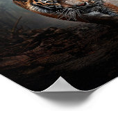 歩くオールドブラックとオレンジタイガーのシュールレアルな森 ポスター (角)