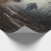 歩くオールドブラックとオレンジタイガーのシュールレアルな森 ラッピングペーパー (角)