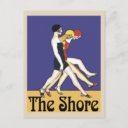 歩くガールズオンザジャージーショア、ヴィンテージスタイル。 ポストカード (正面)