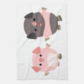 歩くキッチンタオルに描いたかわいい漫画の豚 キッチンタオル (縦)