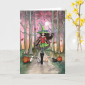 歩くザキャッツハロウィンウィッチカード カード (黄色い花)