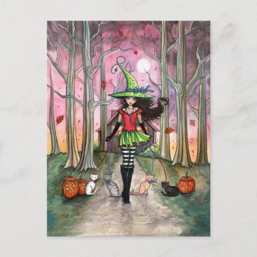 歩くザキャッツハロウィンウィッチポストカード ポストカード (正面)