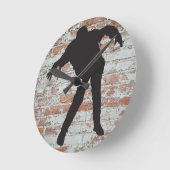 歩くゾンビシルエットクロック ラウンド壁時計 (傾斜)