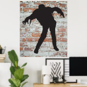 歩くゾンビシルエットポスター ポスター (ホームオフィス)