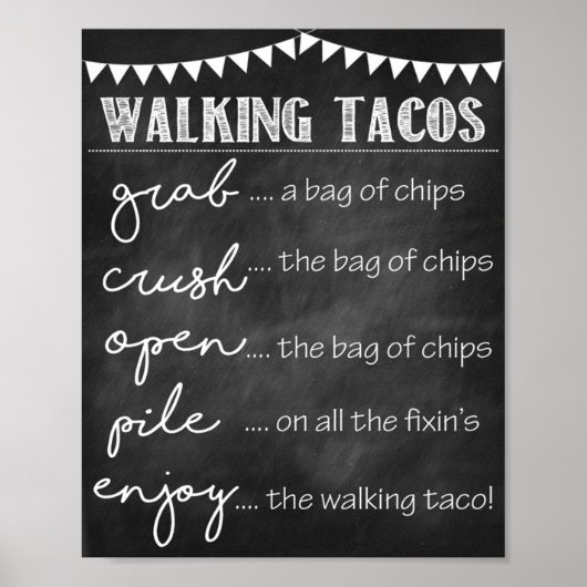 歩くタコスパーティー標識 ポスター (正面)