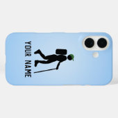 歩くハイカーモチーフとあなたの名前/文字スカイブルー Case-Mate iPhoneケース (裏面 (横))
