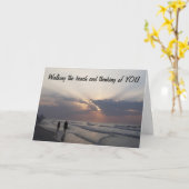 歩くビーチと恋しく思あなたよ!*** カード (黄色い花)