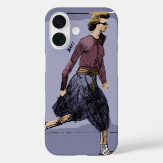 歩くファッショナブルな女性のポートレート iPhone 16ケース