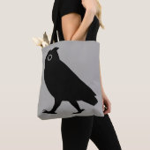 歩くフクロウ | おもしろいクール野生動物の黒と灰色 トートバッグ (クローズアップ)