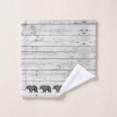 歩くベアグレー木柄バスタオルセット バスタオルセット (ウォッシュタオル)