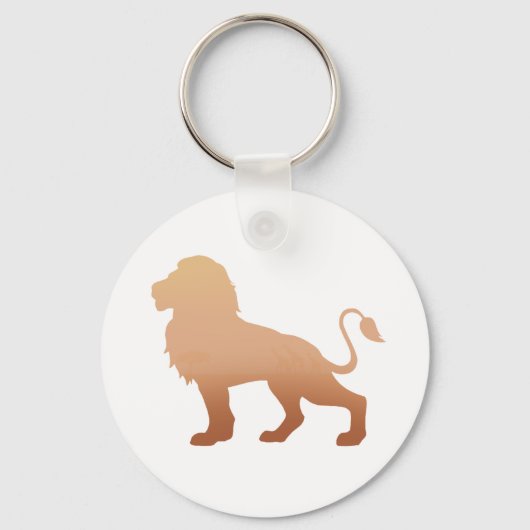 歩くライオンのシルエット – 背景色を選択 キーホルダー (正面)
