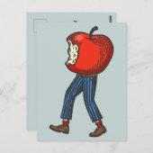 歩くリンゴおもしろいマンガよくはしゃぐード ポストカード (正面/裏面)