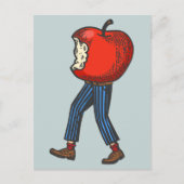 歩くリンゴおもしろいマンガよくはしゃぐード ポストカード (正面)