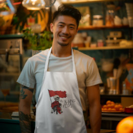 歩くレッドフラグスケルトン | 神経質なミニマルなユーモア ロングエプロン