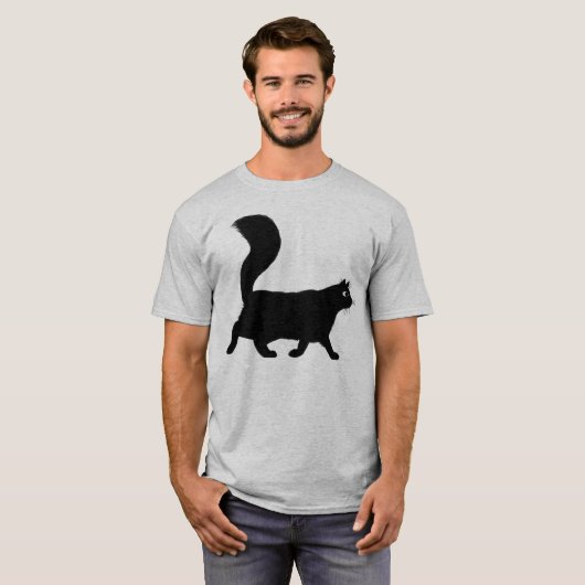 歩くロンゴド黒猫 |クール子猫 Tシャツ (正面フル)