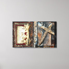 歩く単独および強さのクロス キャンバスプリント