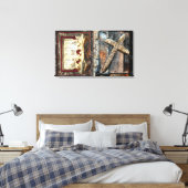 歩く単独および強さのクロス キャンバスプリント (インサイチュ (寝室))