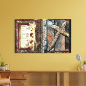 歩く単独および強さのクロス キャンバスプリント (インサイチュ (リビング))