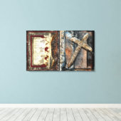 歩く単独および強さのクロス キャンバスプリント (インサイチュ (ウッドフロア))