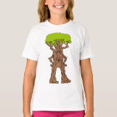 歩く木のキャラクター ファンタジーな木の生き物 Tシャツ (正面)