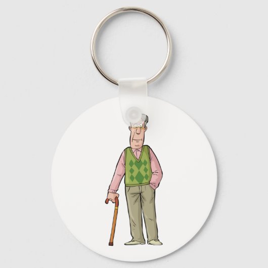 歩く棒を持った老人 キーホルダー (正面)
