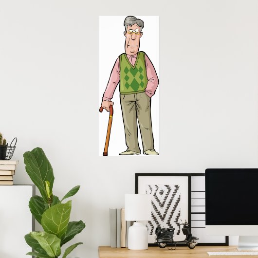 歩く棒を持った老人 ポスター (ホームオフィス)