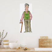 歩く棒を持った老人 ポスター (キッチン)