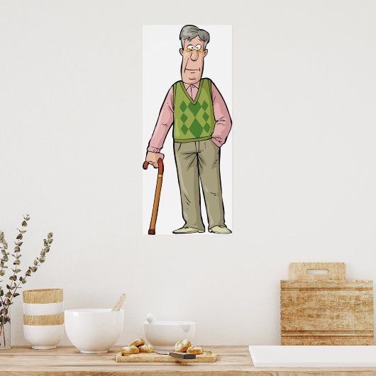 歩く棒を持った老人 ポスター (キッチン)