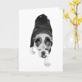 歩く犬の温かい激励メッセージ カード (黄色い花)